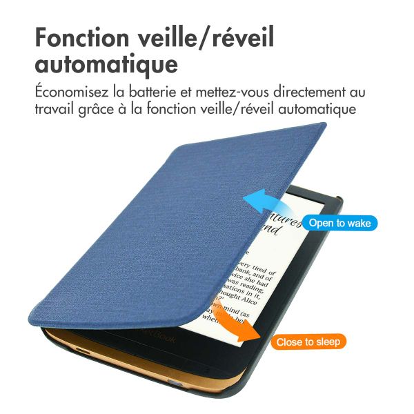 imoshion Étui de liseuse portefeuille Canvas Pocketbook Touch Lux 5 / HD 3 / Basic Lux 4 / Vivlio Lux 5 - Bleu foncé