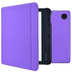 imoshion Étui de liseuse portefeuille Canvas Sleepcover avec support Kobo Libra 2 / Tolino Vision 6 - Violet