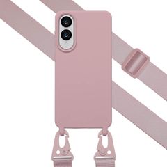Selencia Coque silicone avec cordon amovible Samsung Galaxy S25 Edge - Sand Pink