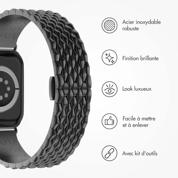 Selencia Bracelet dragon en acier Apple Watch Series 1 t/m 11 / SE / Ultra (44/45/46/49 mm) - Noir