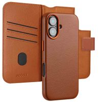 Accezz Étui de télephone portefeuille en cuir 2-en-1 avec MagSafe Apple iPhone 16 - Sienna Brown