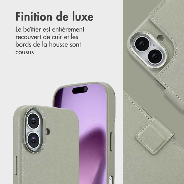 Accezz Étui de télephone portefeuille en cuir 2-en-1 avec MagSafe Apple iPhone 17 - Light Grey