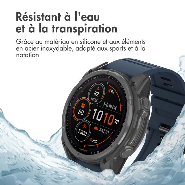 imoshion QuickFit® Bracelet en silicone Stripe Garmin Watch | Fixation 26 mm - Bleu Foncé