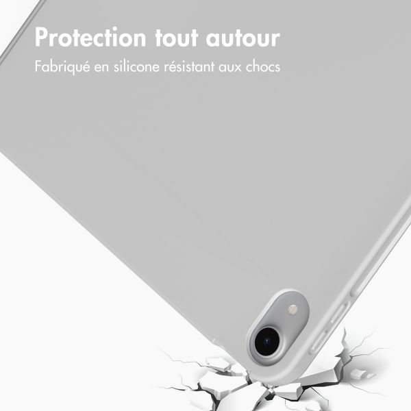 Accezz Coque tablette portefeuille Smart Silicone Apple iPad Air 11 pouces (2025) M3 / (2024) M2 / Air 5 (2022) / Air 4 (2020) - Gris