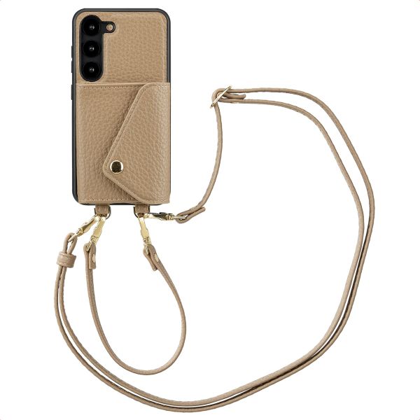 Selencia Coque à cordon avec porte-cartes enveloppe Sera Samsung Galaxy S23 - Beige