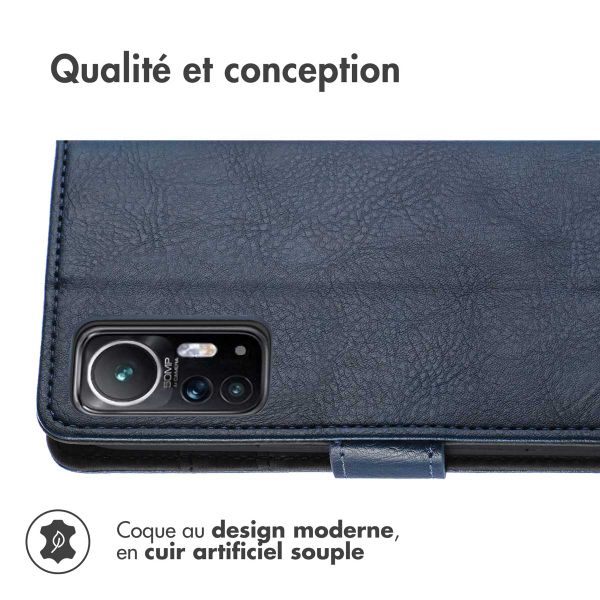 imoshion Étui de téléphone portefeuille Luxe Xiaomi 12 / 12X - Bleu foncé