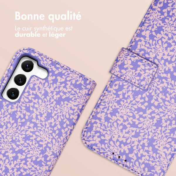imoshion Étui de télephone portefeuille Design Samsung Galaxy S22 - Purple White Flowers