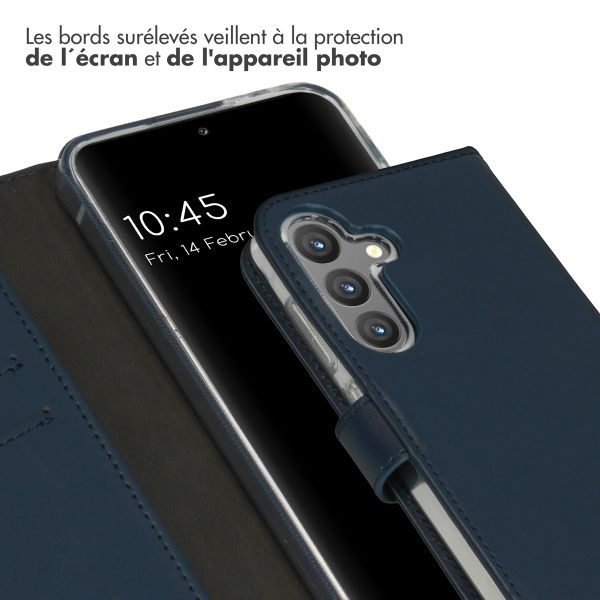 Selencia Étui portefeuille en cuir véritable Samsung Galaxy S24 - Bleu foncé