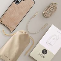 Selencia Coque de télephone Nova Croco avec cordon et porte-cartes Samsung Galaxy S25 FE - Beige