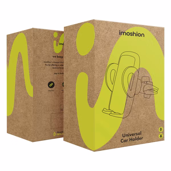 imoshion Support de téléphone pour voiture - Réglable - Universel - Carbone - Grille de ventilation - Noir