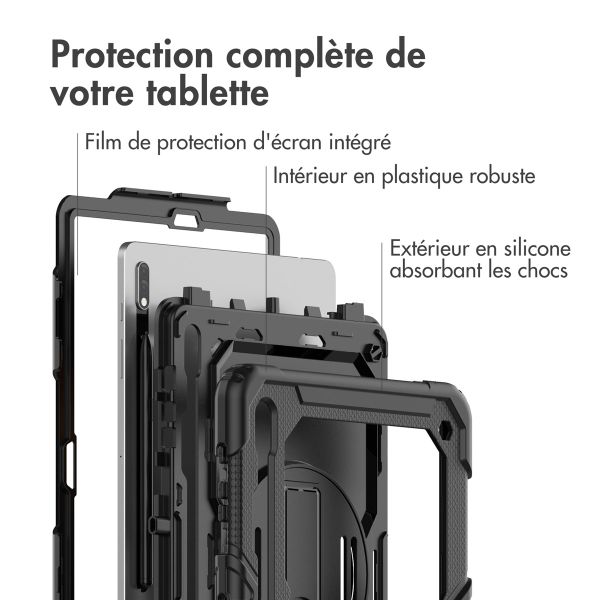 Accezz ﻿Coque arrière robuste avec bandoulière Samsung Galaxy Tab S8 Plus / S7 Plus / S7 FE - Noir