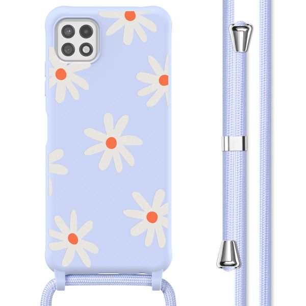 imoshion Coque design en silicone avec cordon Samsung Galaxy A22 (5G) - Lila Flower Distance