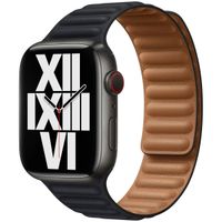 Apple Bracelet Leather Link Apple Watch Series 1 t/m 11 / SE / Ultra (44/45/46/49 mm) - Taille M/L - Midnight