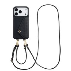 Selencia Coque de télephone Sera avec cordon et porte-cartes enveloppe Apple iPhone 17 Pro - Noir