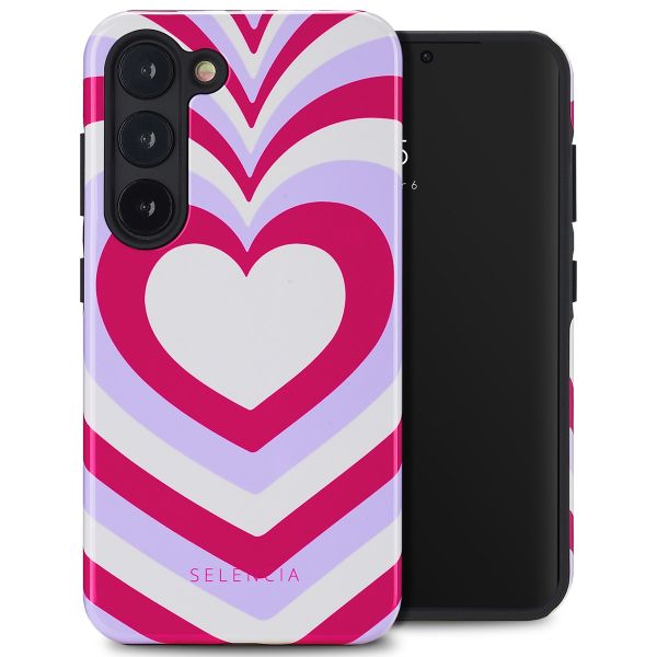 Selencia Coque arrière Vivid Tough Samsung Galaxy S23 - Double Hearts Rubine Red Lilac