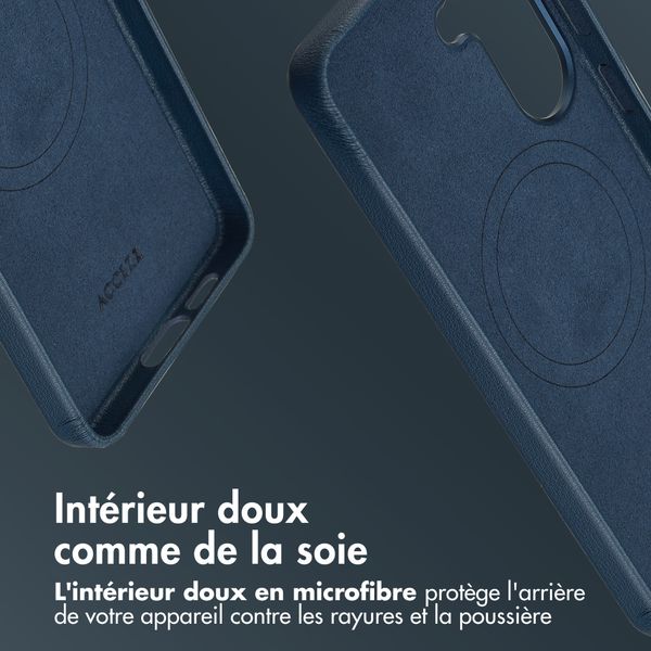 Accezz Coque arrière en cuir avec MagSafe Samsung Galaxy S26 Plus - Nightfall Blue