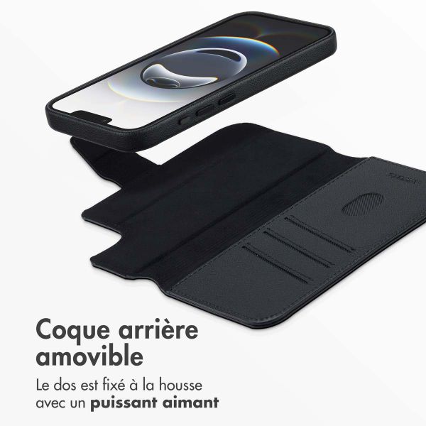 Accezz Étui de télephone portefeuille en cuir 2-en-1 avec MagSafe Apple iPhone 16e - Onyx Black