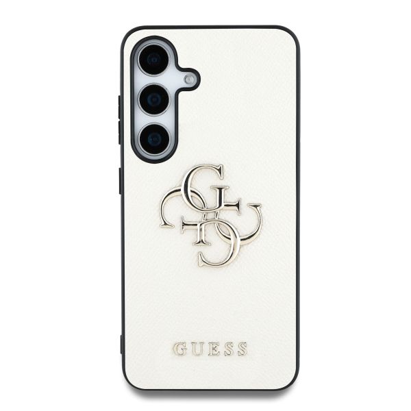 Guess Coque 4G Metal Logo Saffiano Samsung Galaxy S25 - Beige