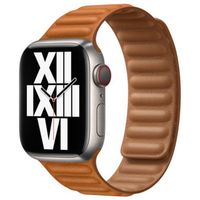 Apple Bracelet Leather Link Apple Watch Series 1 t/m 9 / SE (38/40/41 mm) | Series 10 / 11 (42 mm) - Taille M/L - Golden Brown