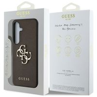 Guess Coque 4G Metal Logo Saffiano Samsung Galaxy S25 Plus - Marron