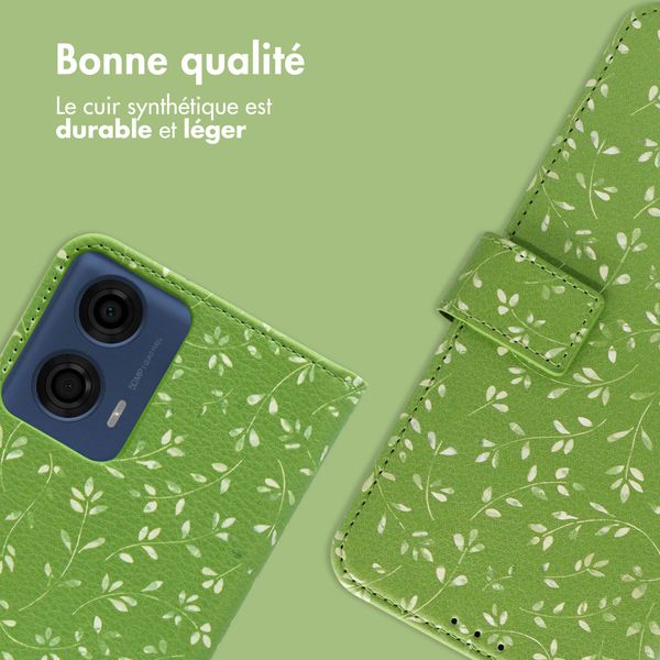 imoshion Étui de téléphone portefeuille Design Motorola Moto G04 / G24 - Green Flowers