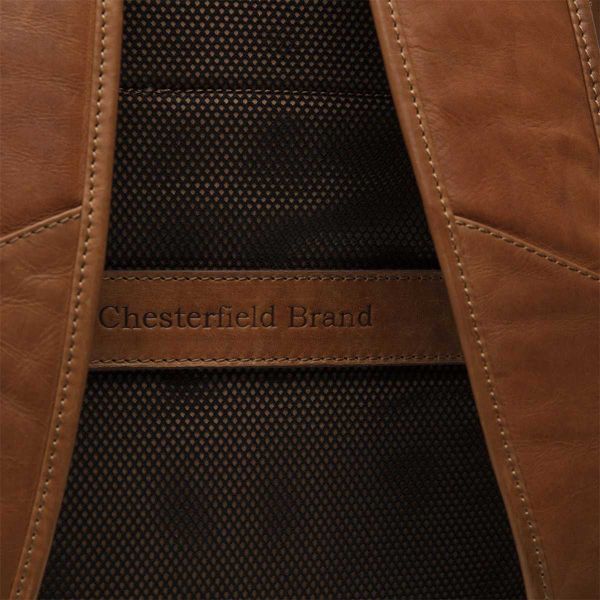 The Chesterfield Brand Sac à dos ordinateur 17 pouces Liverpool - Cuir véritable - Cognac