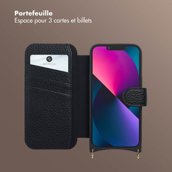 Selencia Étui Riva avec MagSafe et cordon de téléphone Apple iPhone 14 / 13 - Noir