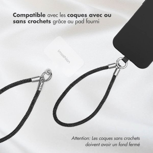imoshion Set de cordons pour téléphone avec paillettes – Noir