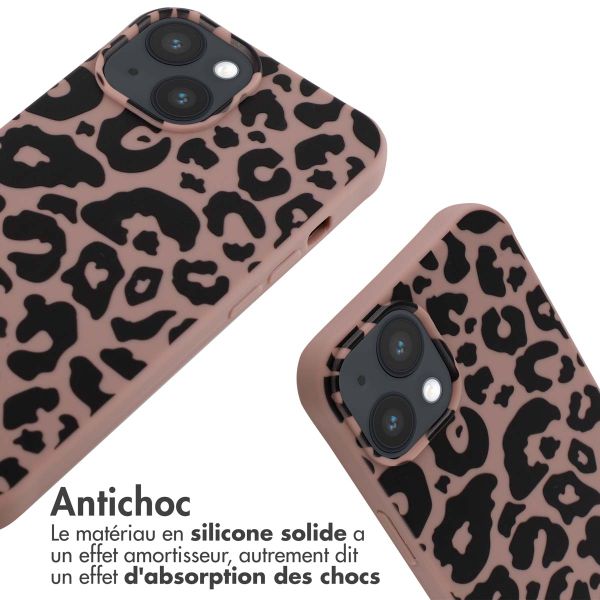 imoshion Coque design en silicone avec cordon Apple iPhone 14 - Animal Pink