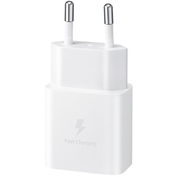 Samsung Adaptateur secteur original avec câble USB-C - Chargeur - Connexion USB-C et USB - Charge rapide - 15 Watt - 1 mètre - Blanc