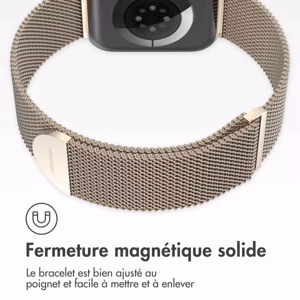 imoshion Bracelet magnétique milanais Apple Watch Series 1 - 9 / SE (38/40/41 mm) | Series 10 / 11 (42 mm) - Taille M - Champagne Gold