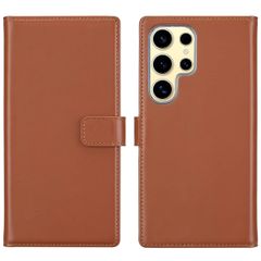 Selencia Étui portefeuille en cuir véritable Samsung Galaxy S25 Ultra - Marron clair