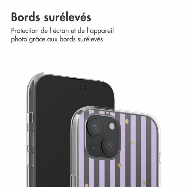 imoshion Coque design pour iPhone 15 - Sparkle Lines Lavender