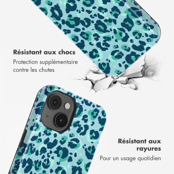 Selencia Coque arrière Vivid Tough avec MagSafe iPhone 14 - Wild Spots Light Blue