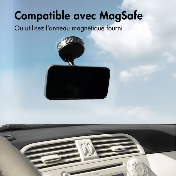 imoshion Support de téléphone pour voiture avec MagSafe - rotatif à 360° - avec ventouse - magnétique - universel - noir