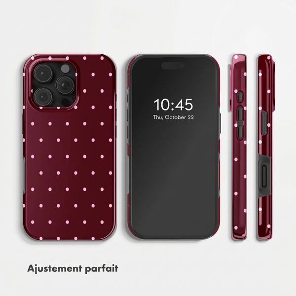 Selencia Coque arrière Vivid avec MagSafe Apple iPhone 16 Pro - Happy Dots Burgundy