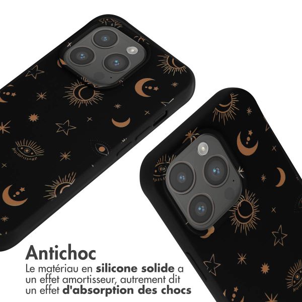 imoshion Coque design en silicone avec cordon Apple iPhone 15 Pro - Sky Black