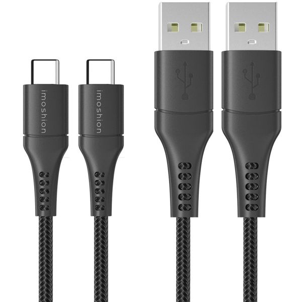 imoshion Le pack 2 Câble USB-C vers USB - Textile tressé - 1.5 mètres - Noir