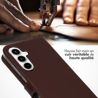 Selencia Étui portefeuille en cuir véritable Samsung Galaxy A55 - Marron foncé