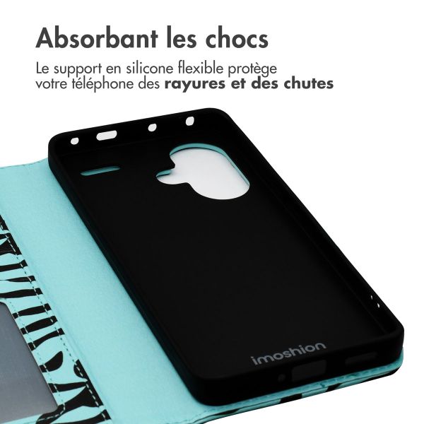 imoshion Étui de télephone portefeuille Design Xiaomi Redmi Note 13 Pro Plus (5G) - Black Blue Stripes