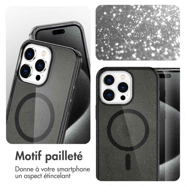 imoshion Coque Pailletée avec MagSafe Apple iPhone 15 Pro Max - Glitter Noir