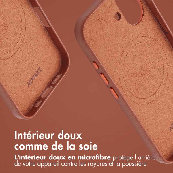 Accezz Coque arrière en cuir avec MagSafe Apple iPhone 16 - Sienna Brown