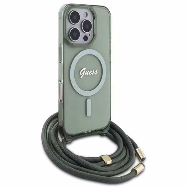 Guess Coque MagSafe IML avec crossbody cord Apple iPhone 16 Pro - Vert