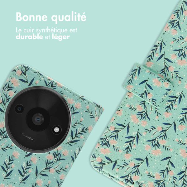 imoshion Étui de télephone portefeuille Design Xiaomi Redmi A3 - Blue Flowers