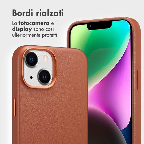 Accezz Étui de télephone portefeuille en cuir 2-en-1 avec MagSafe Apple iPhone 14 - Sienna Brown