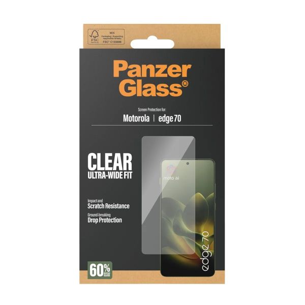 PanzerGlass Protection d'écran Ultra-Wide Fit Anti-bactérienne avec applicateur Motorola Edge 70
