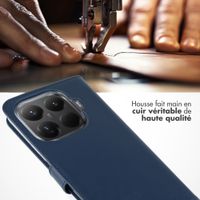 Selencia Étui portefeuille en cuir véritable Xiaomi 15T Pro - Bleu foncé