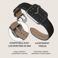 Burga Bracelet en cuir véritable Apple Watch Series 1 - 9 / SE (38/40/41 mm) | Series 10 / 11 (42 mm) - Don't Text / Silver