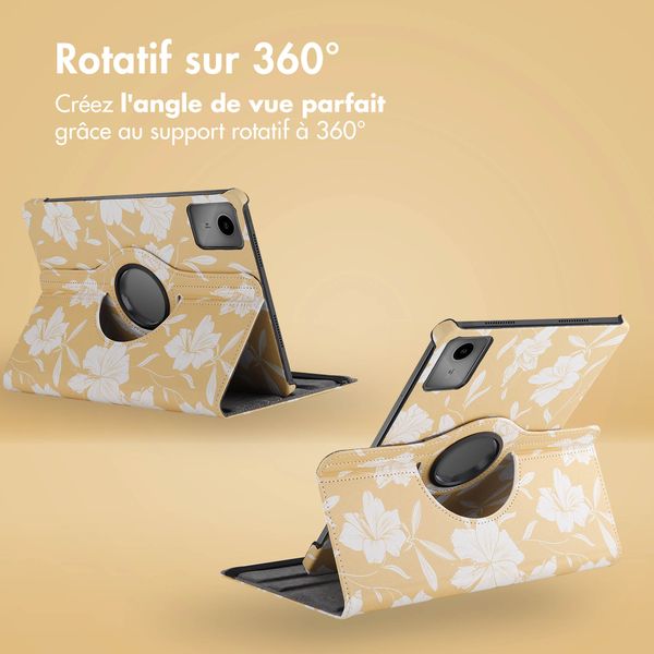 imoshion Coque tablette Design rotatif à 360° Lenovo Tab M11 - Yellow Flowers