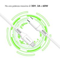 imoshion ﻿Câble Lightning vers USB-C - Non MFi - Textile tressé - 1 mètre - Blanc